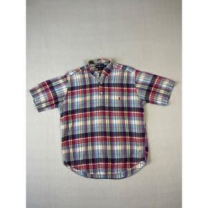 Polo Ralph Lauren 3 Button Shirt Mens M Madras Plaid Purcell Button Down Collar
